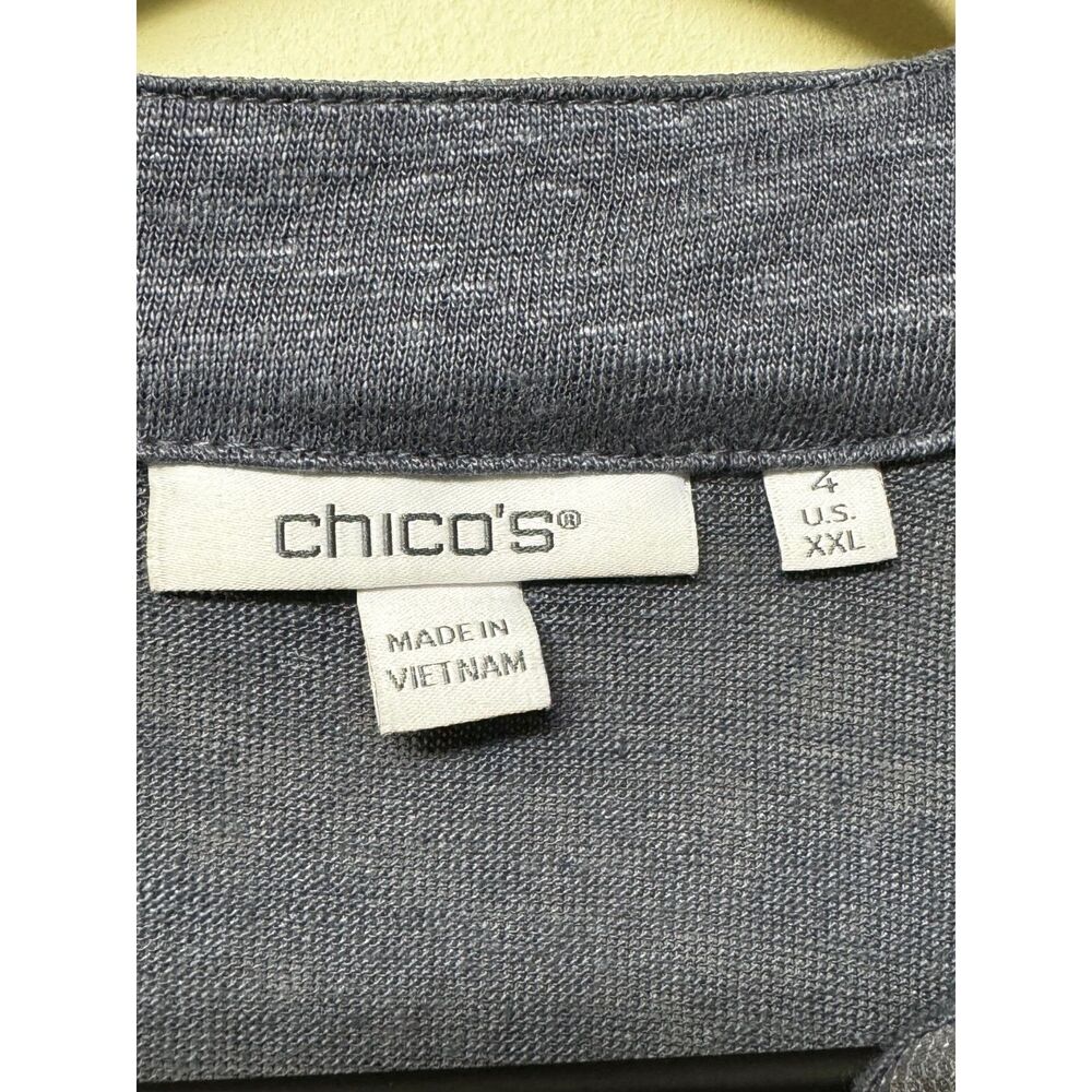 CHICO'S 100% Linen V-Neck Embellished Tunic, Sz 4 (XXL) - Picture 7 of 9
